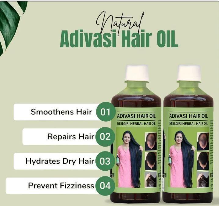 NATURAL ADIVASI HERBAL HAIR OIL (PACK OF 2) (BUY 1 GET 1 FREE)