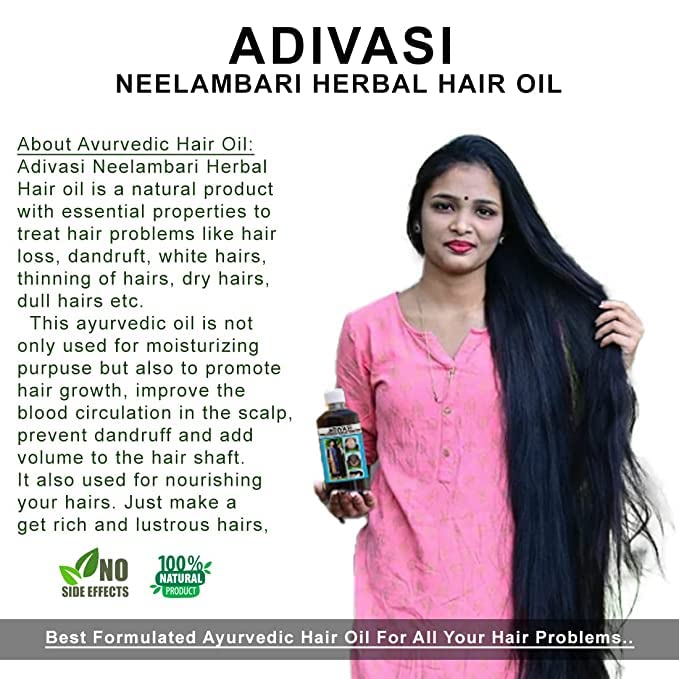 NATURAL ADIVASI HERBAL HAIR OIL (PACK OF 2) (BUY 1 GET 1 FREE)