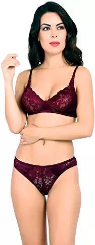 Ladies Net Cotton Non Padded Stylist Bra And Panty Set With Free Gift