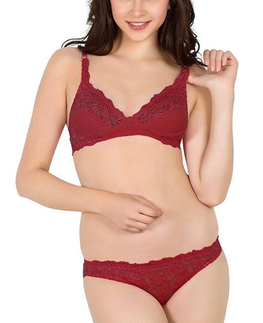 Ladies Net Cotton Non Padded Bra And Panty Set With Free Gift